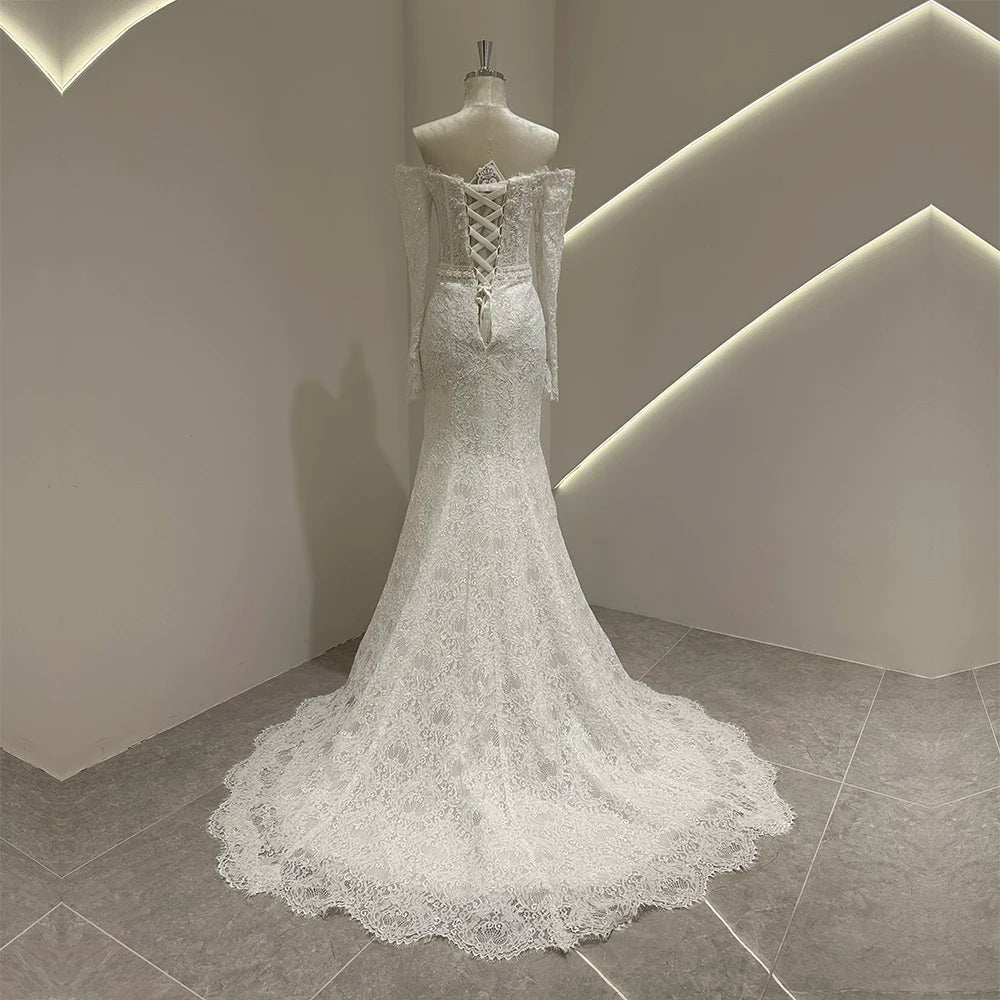 Wonderful Off Shoulder Wedding Gown