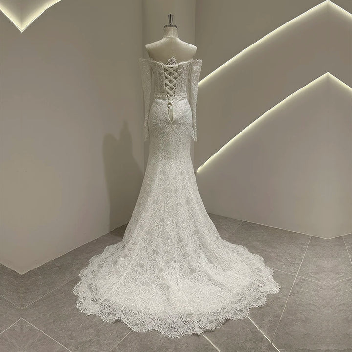 Wonderful Off Shoulder Wedding Gown