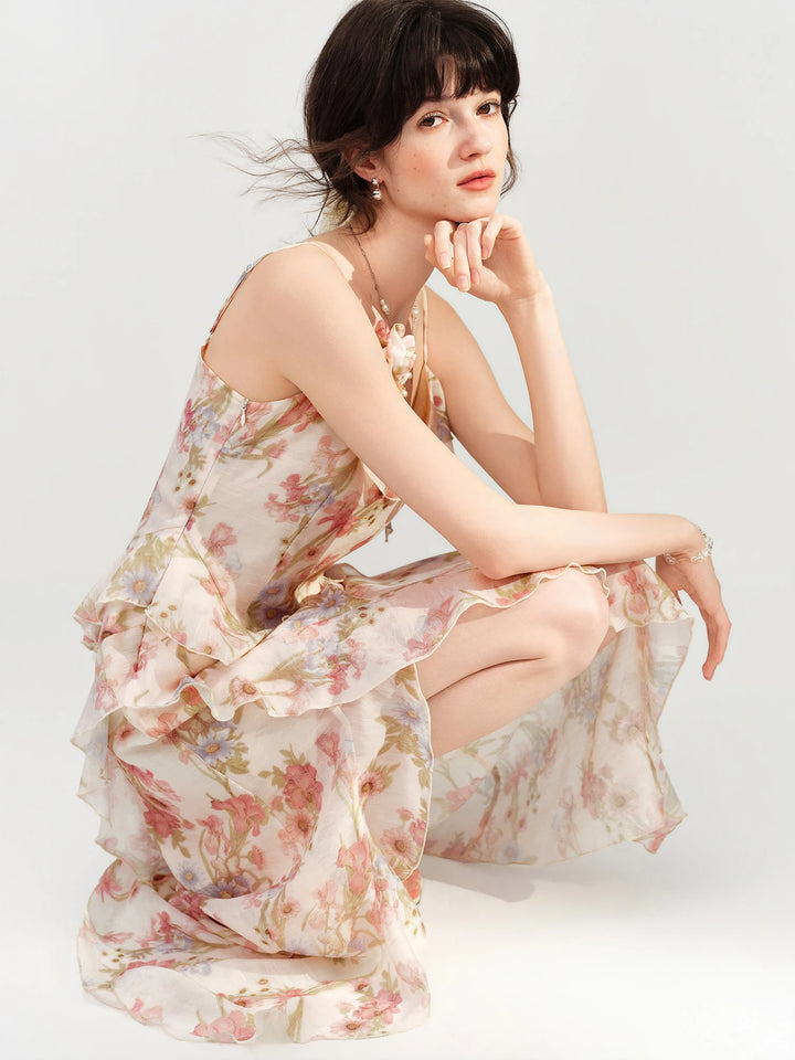 Beautiful Slimming Ruffled Printed Dress