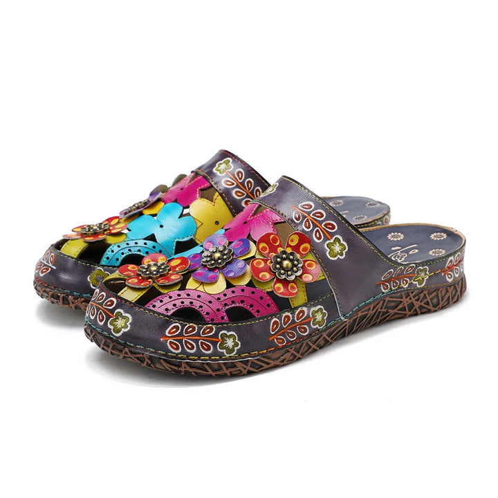Luxury Hand-painted Flower Flat Slippers