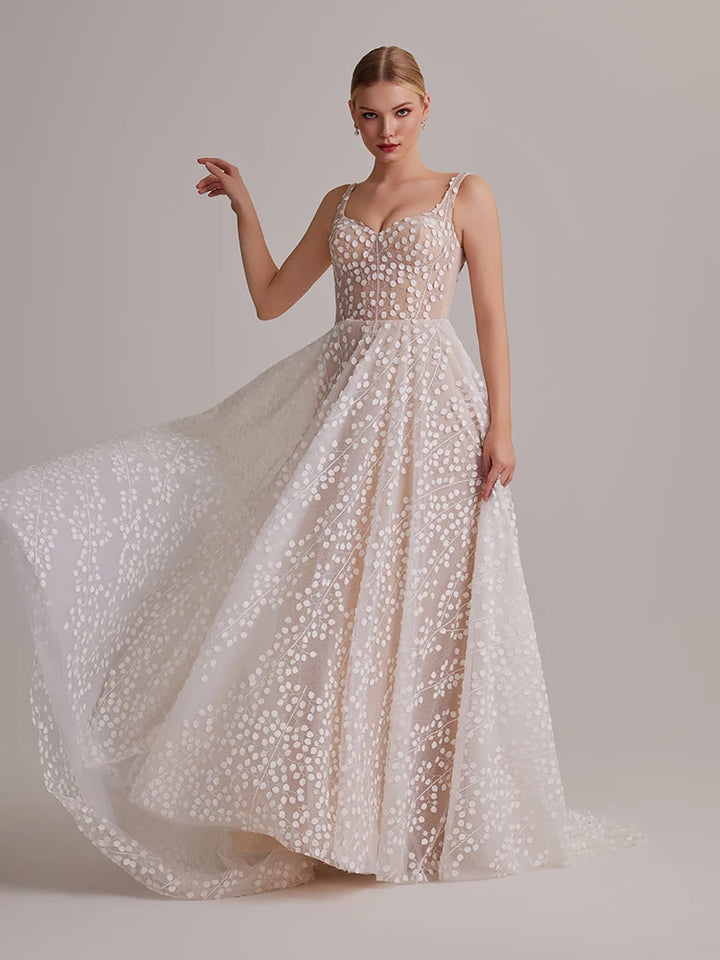 Romantic Mesh Polka Dot Bridal Dress