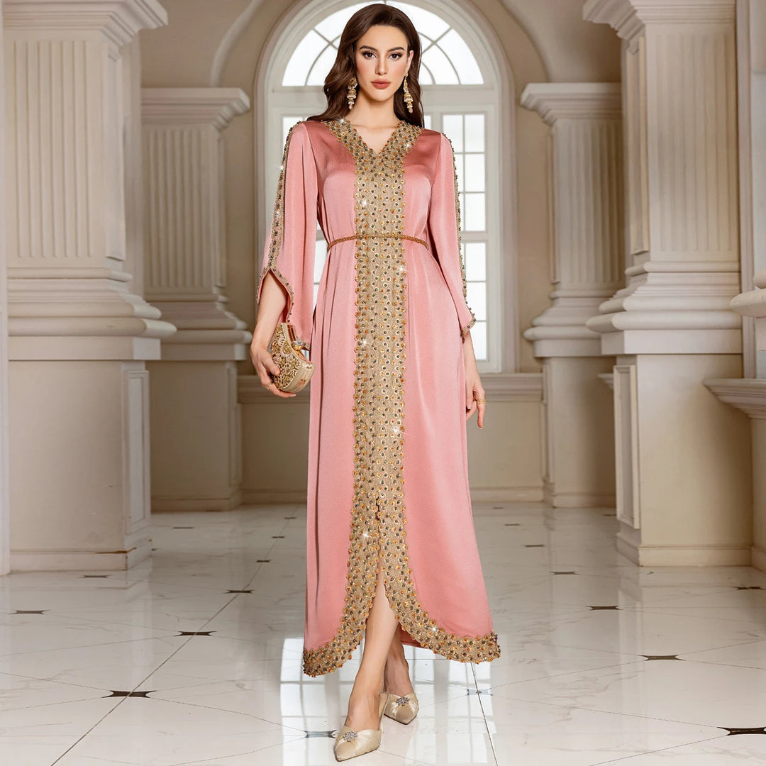 Lovely Satin Kaftan Maxi Dress
