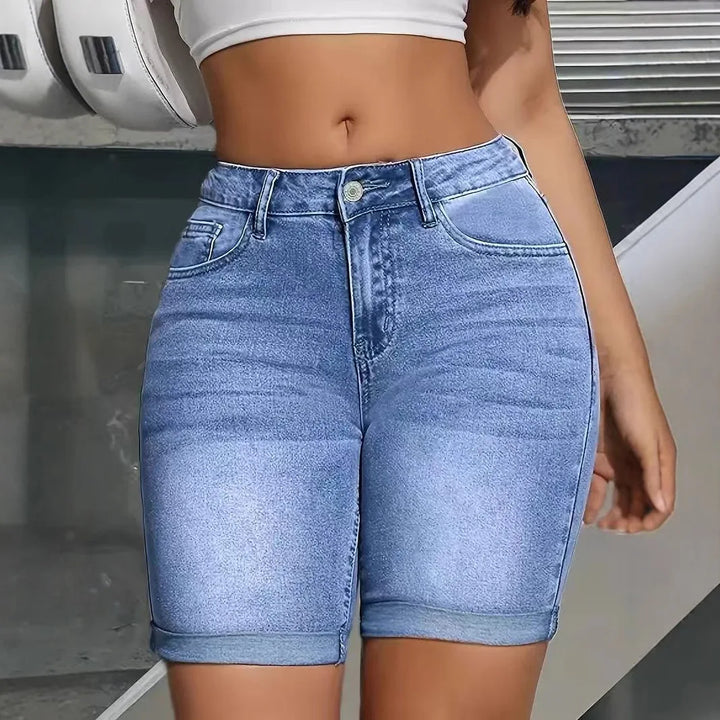 Smart Spliced Pockets Denim Jean Shorts
