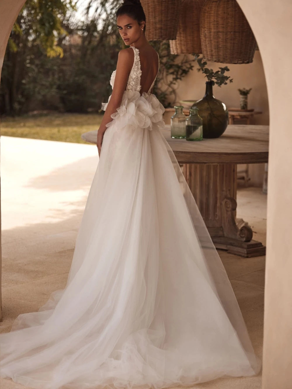 Luxury 3D Flowers Wedding Gown
