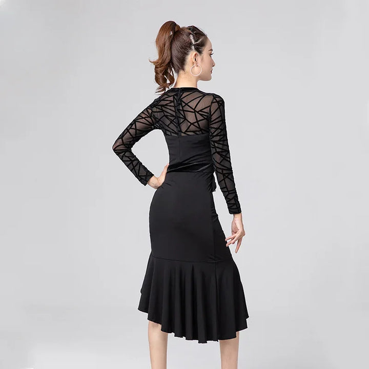 Elegant Long Sleeves Latin Dance Dress