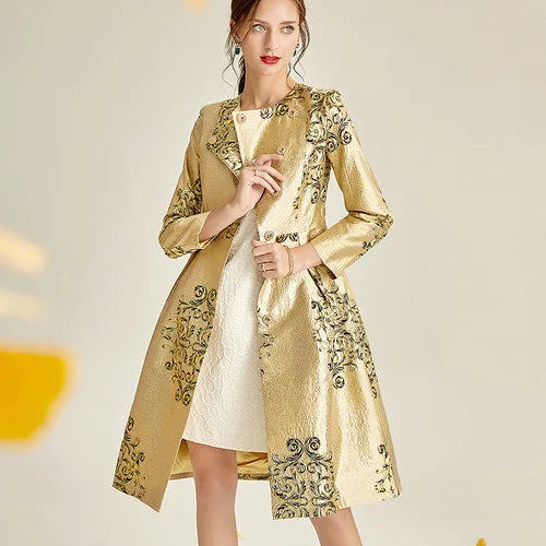 Luxury Covered Button Trench Overcoat