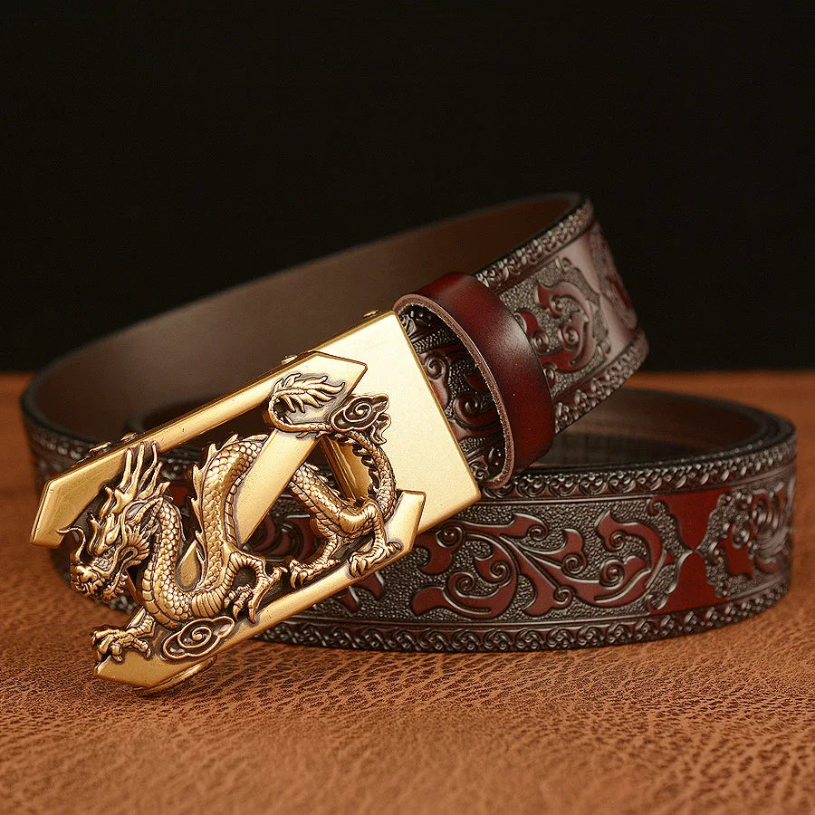 Gold Dragon Metal Automatic Buckle Belt