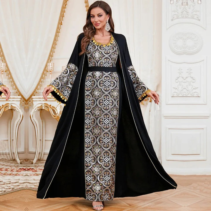 Sweet Embroidered Two Piece Caftan Dress