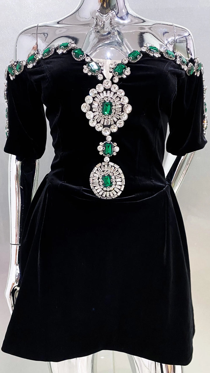 Opulent Half Sleeves Mini Velvet Dress