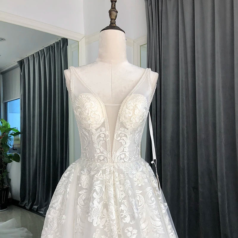 Gift For Moments Deep V-Neck Wedding Dress