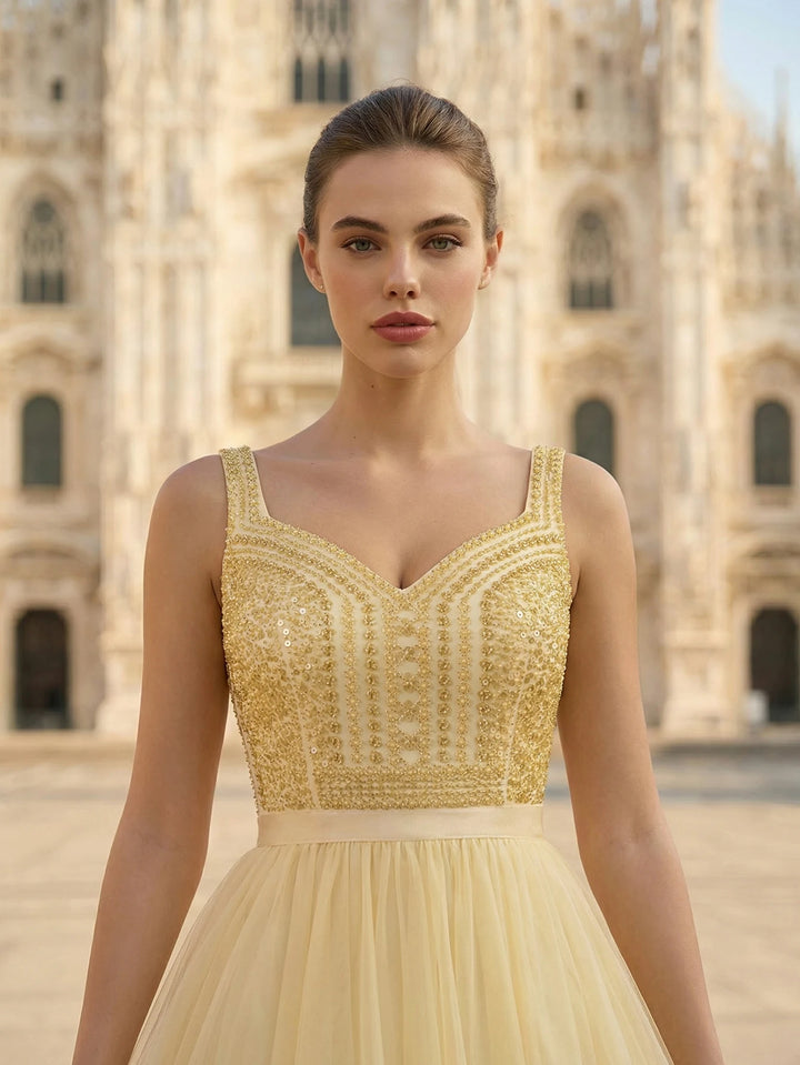 Sweet Tulle Beaded Formal Party Gown