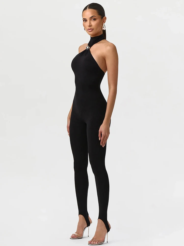 Stunning Halter Off-shoulder Slim Jumpsuit