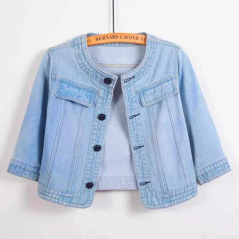 Trendy Cropped Denim Jeans Jacket