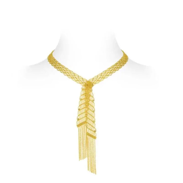 Unique Tiny Bead Ribbon Necklace