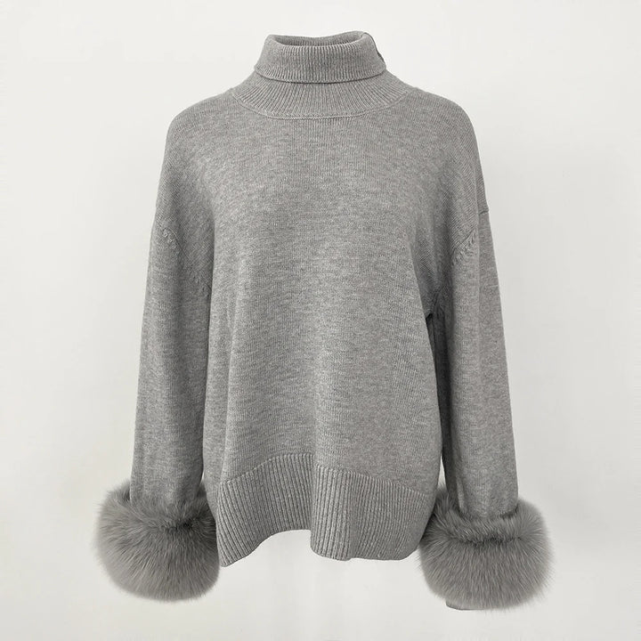 Stylish Standup Collar Loose Knitted Jumper