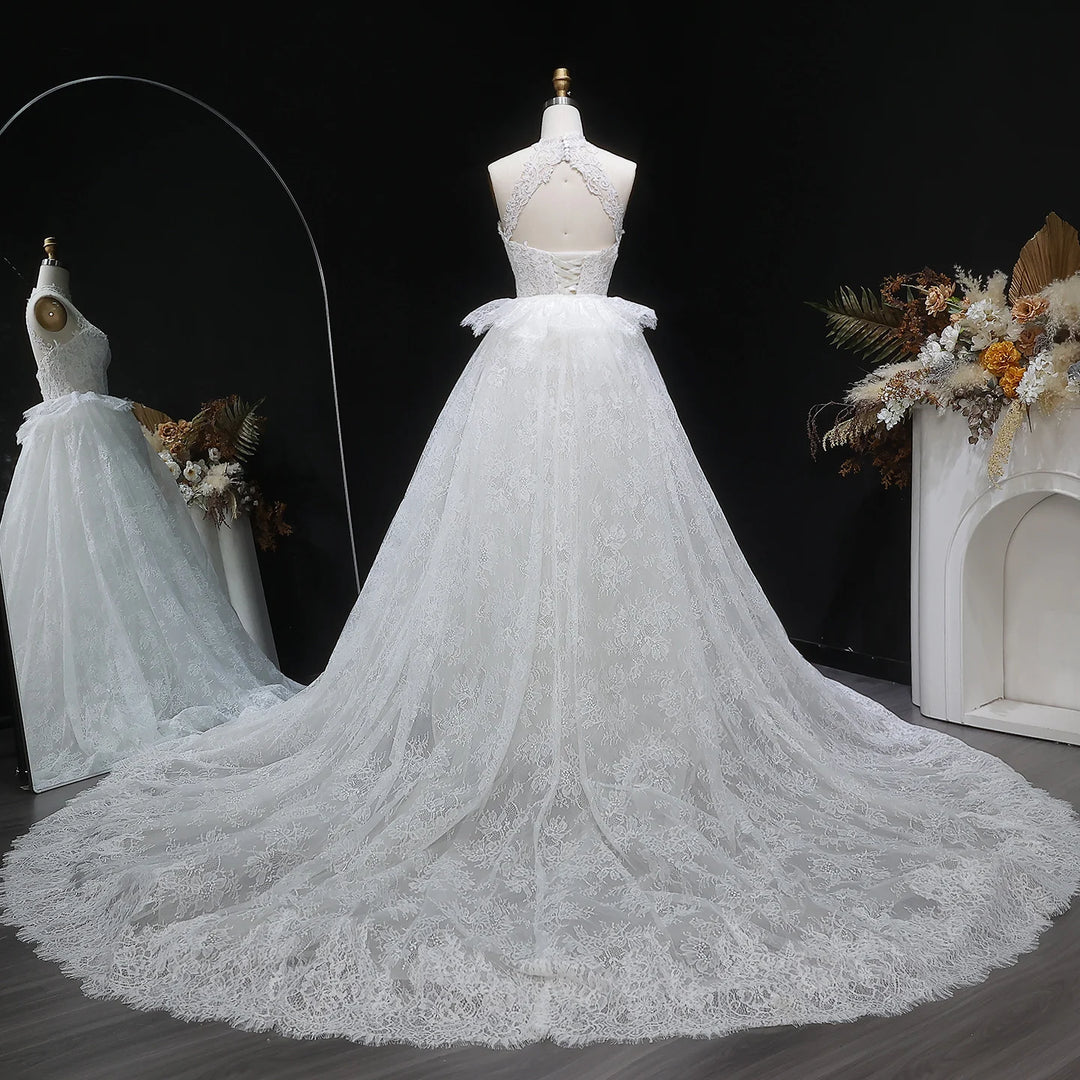 High End Halter Neck Princess Wedding Dress