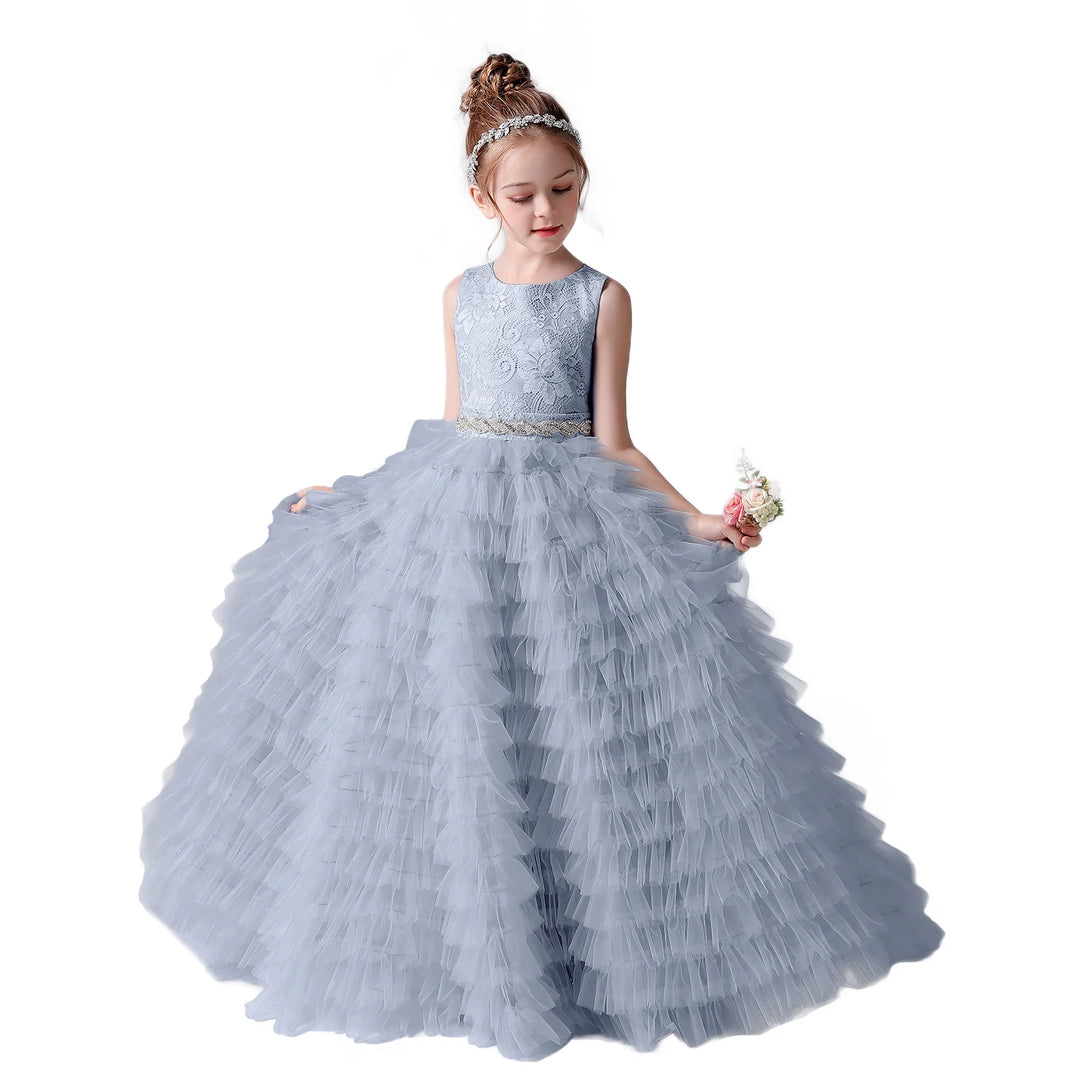 Slick Tiered Tulle Flower Party Dress