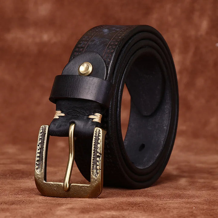 Stylish Frosted Embossed Leather Belt