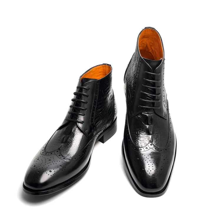 Trendy Lace-Up Real Leather Boots