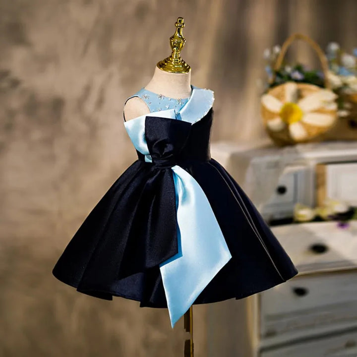 Bow Beading Little Girl's Evening Party Dress