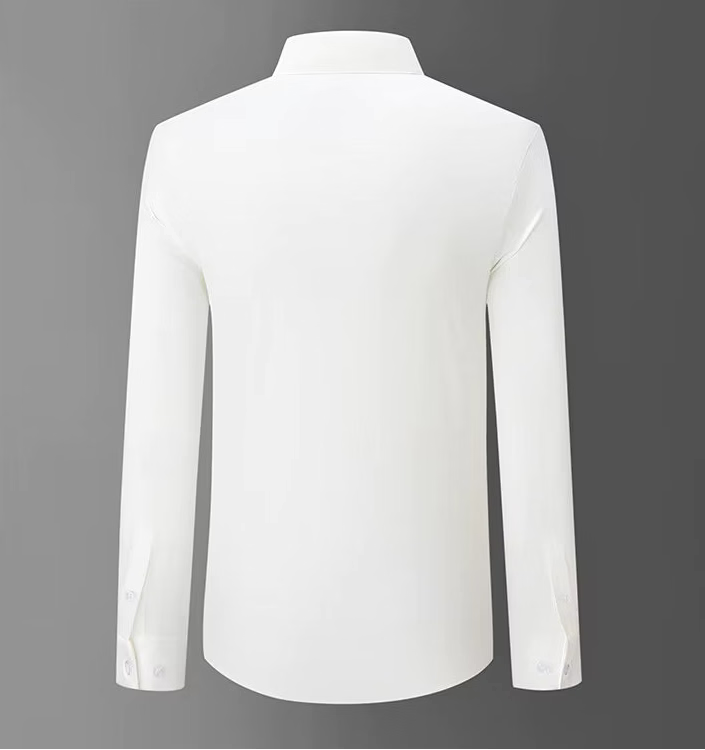 White rhinestone casual shirt, long sleeves, button-front (back view)