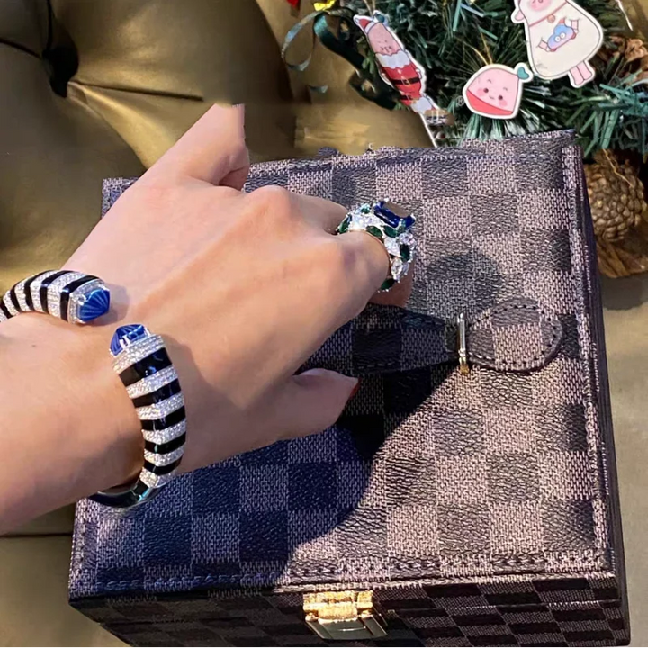 Romantic Blue Zircon Cuff Bangle