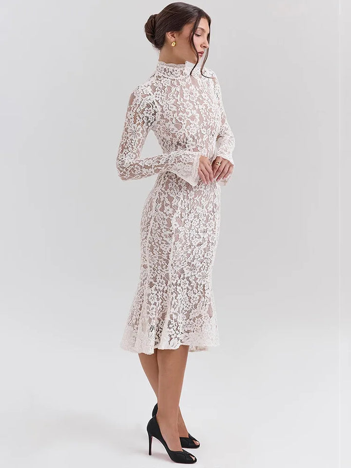 Lovely Lace Long Sleeves Mini Party Dress