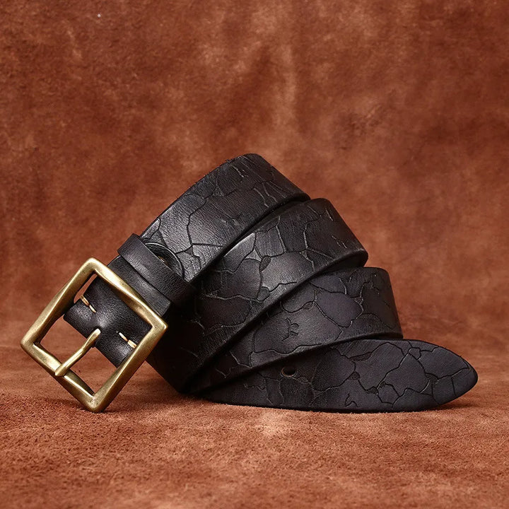 Trendy Ice Crack Cowhide Belt