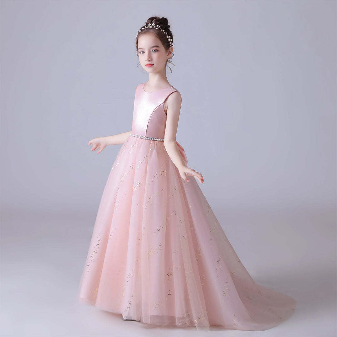 Shiny Tulle Bow Flower Dress