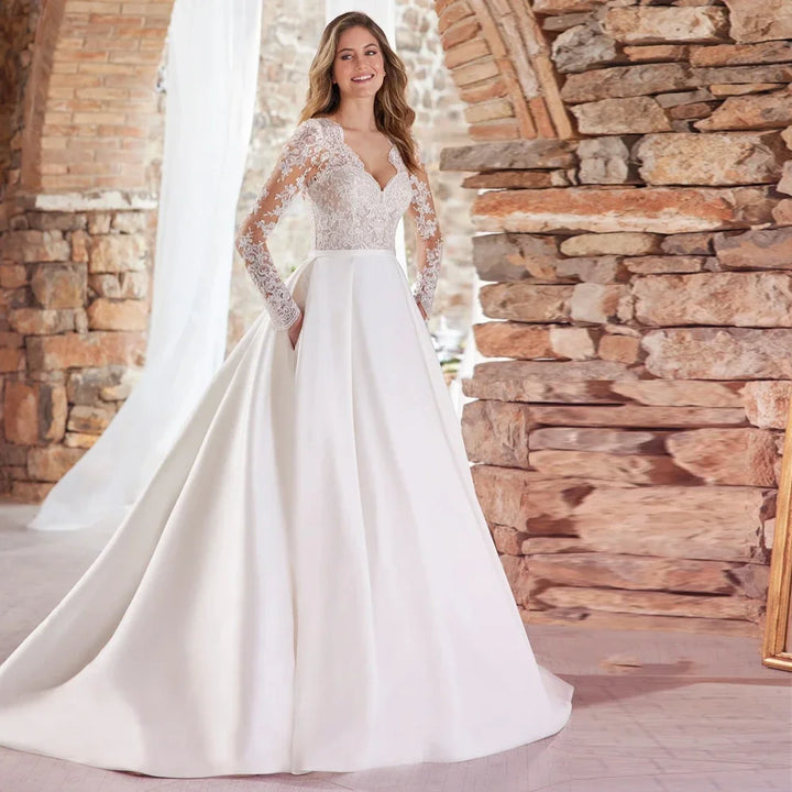 Exquisite Long Cap Sleeves Wedding Dress