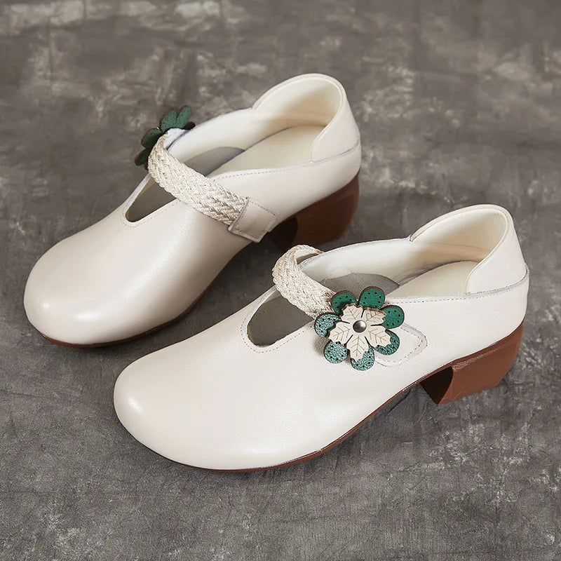 Lovely Ethnic Style Thick Heel Pumps