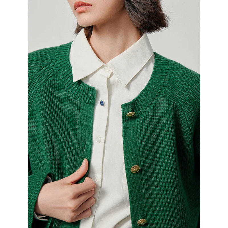 Classic O-neck Button Closed Cardigan