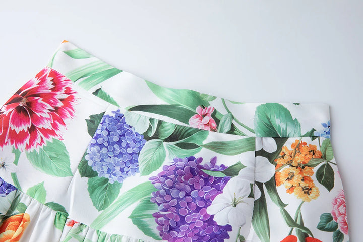 Stylish Slash Neck Beachwear Skirt Set