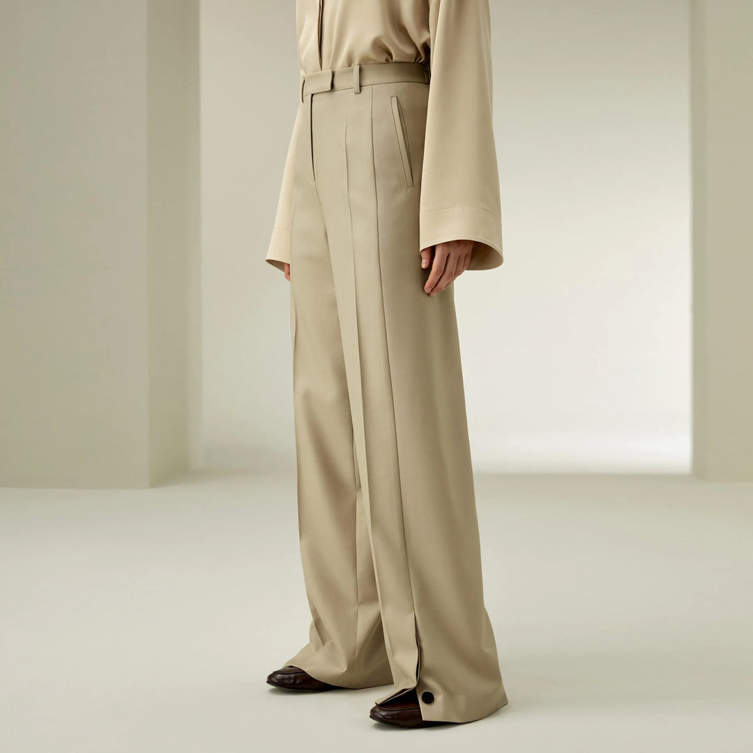 Stunning Wool Silk Blend Straight Pants