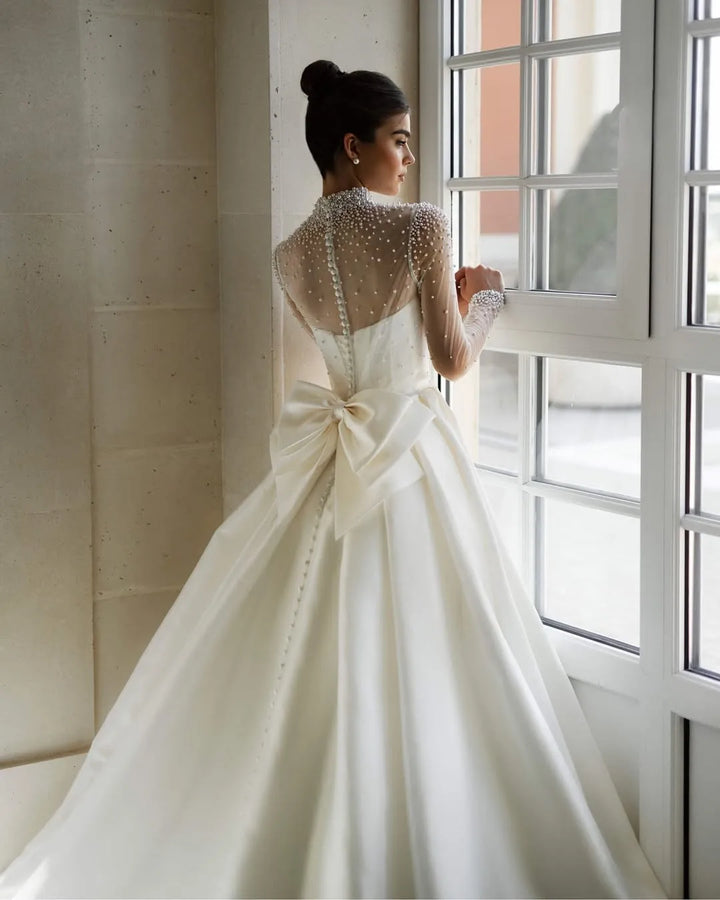 Exquisite High Neck Wedding Dress