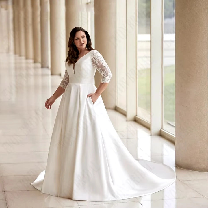 Soft Tulle Curvy Bridal Dress With Pocket