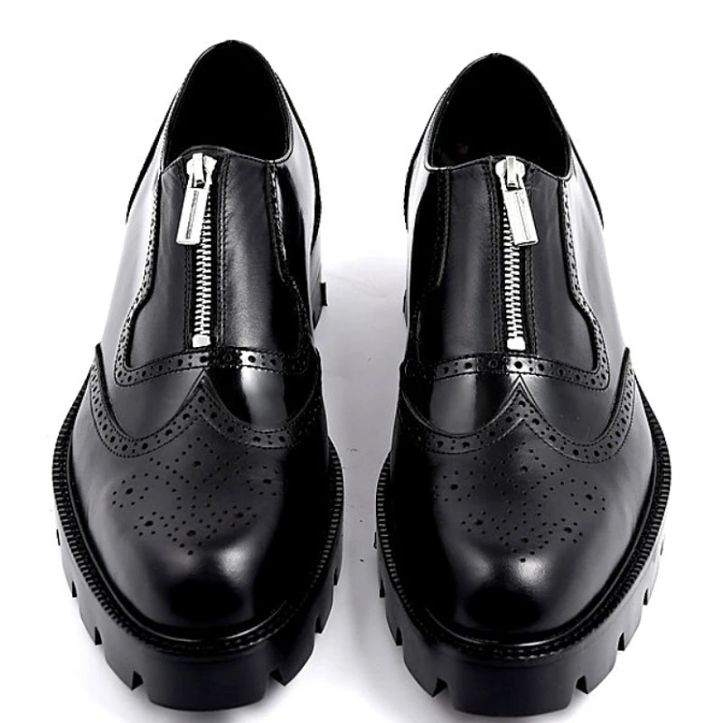 Classic Front Zip Brogue Shoes