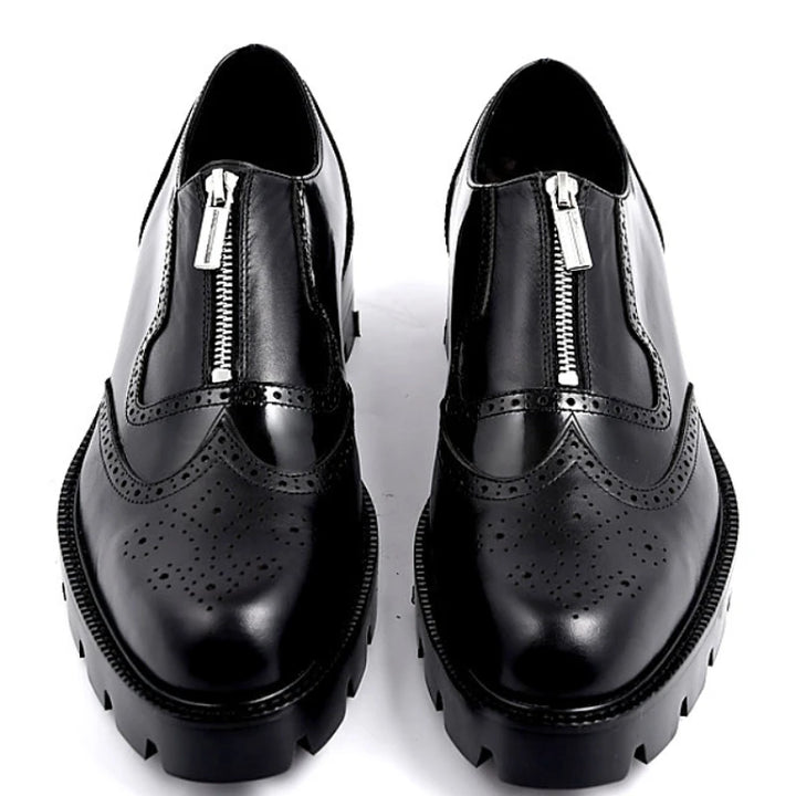 Classic Front Zip Brogue Shoes