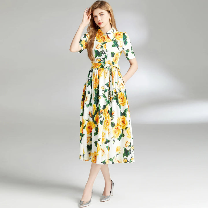 Timeless Elegance Printed Boho Flower Dress