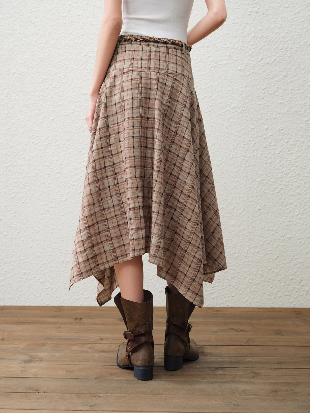 Premium Irregular Plaid A-Line Skirt