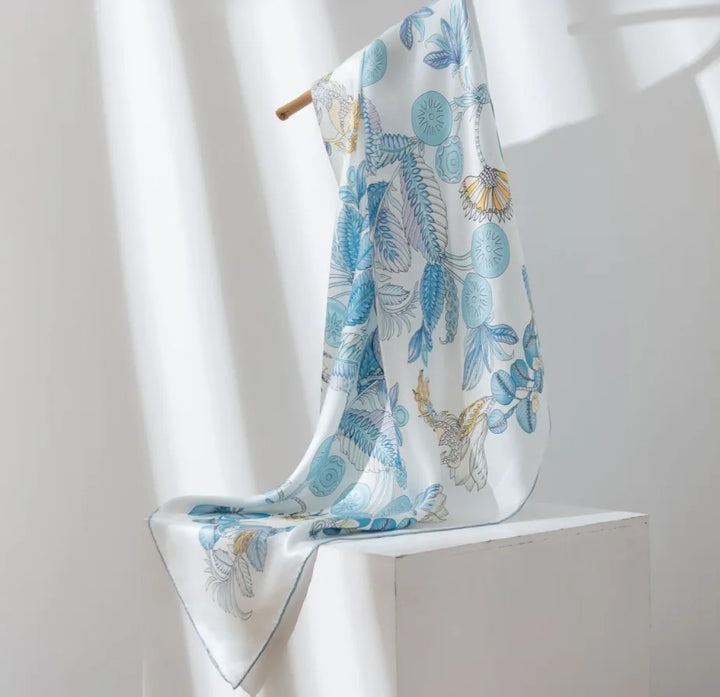 Chinese Style Mulberry Silk Square Scarf