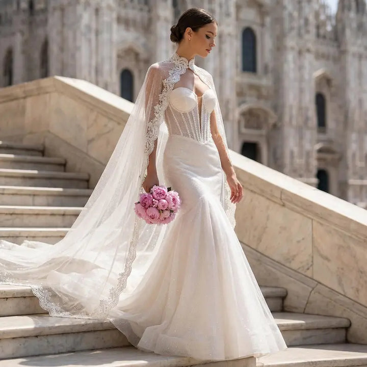 Lovely Tulle High Neck Bridal Shrugs