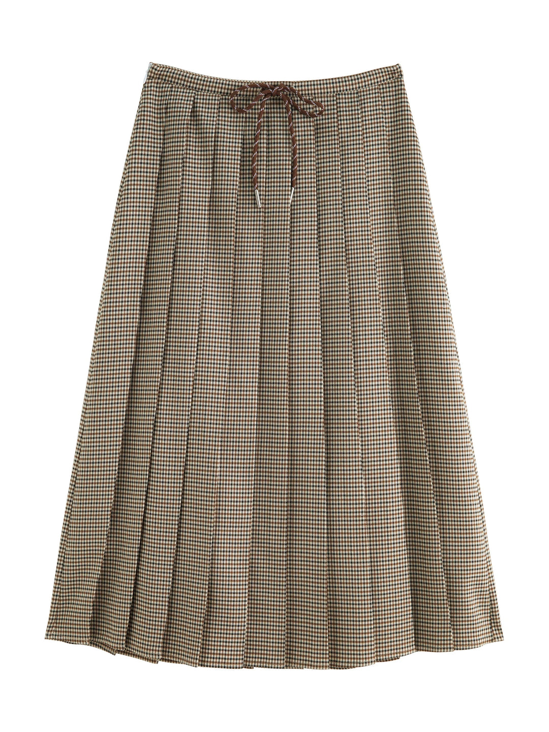 Stylish Mid-Calf Houndstooth Pleated Skirt