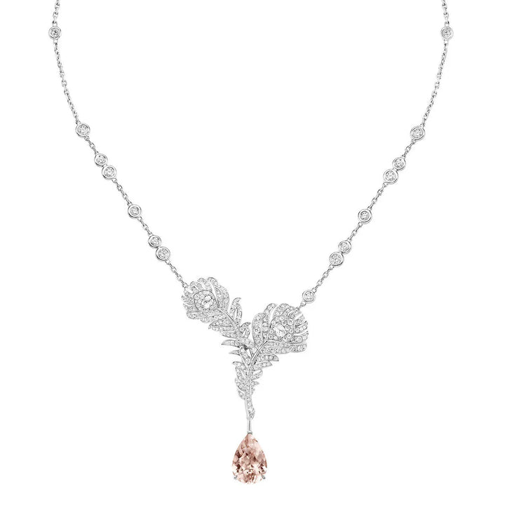 Graceful Lab Sapphire Morganite Pendant Necklace