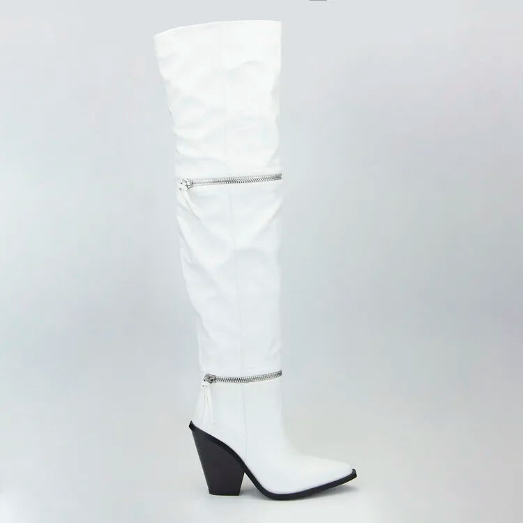 Gothic Over-the-Knee Pull-On Boots