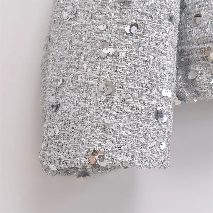 Sparkly Pure Color Sequins Short Jacket