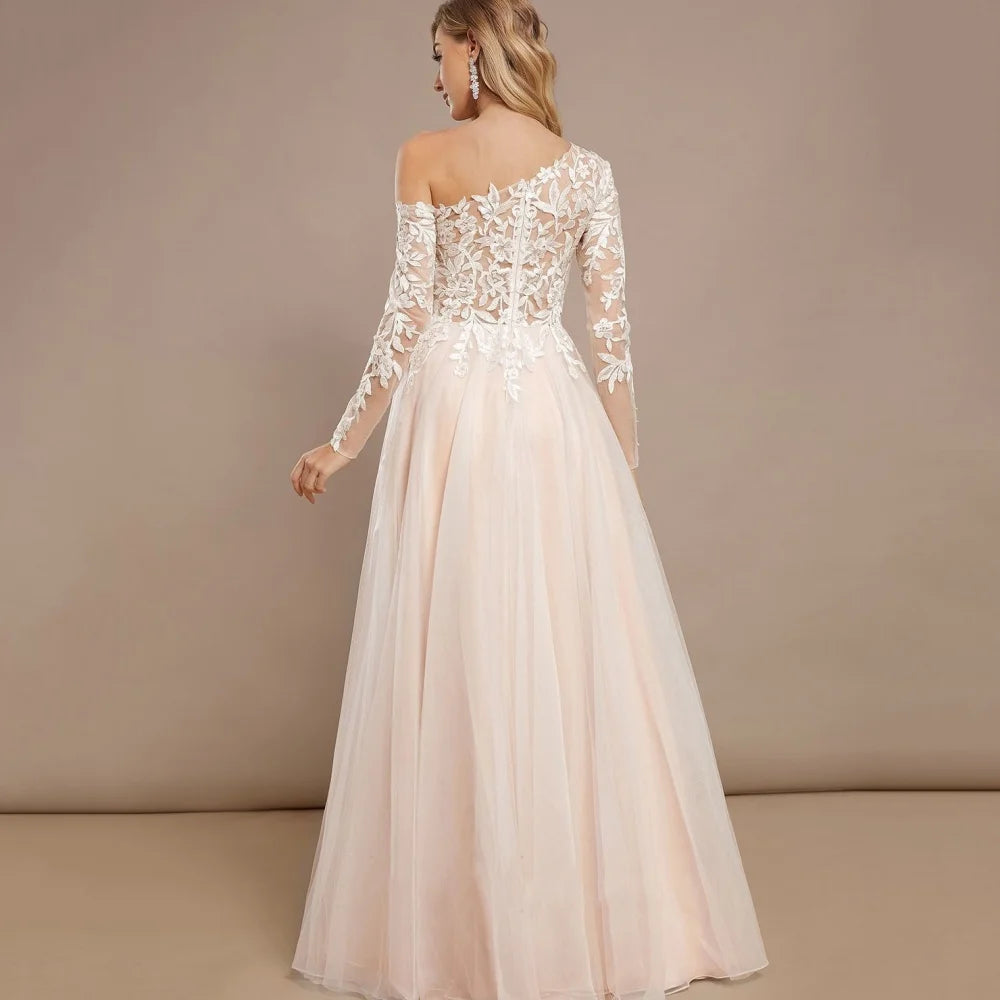 Sweet Illusion Sleeves A-Line Bridal Dress