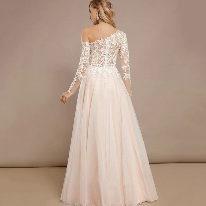 Sweet Illusion Sleeves A-Line Bridal Dress