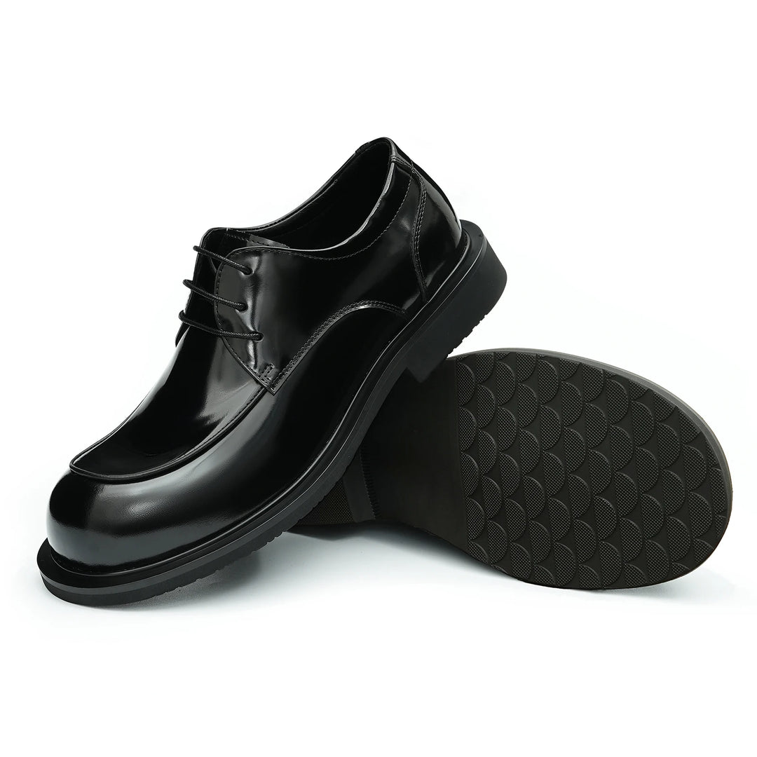 British Glossy Wide-Foot Derby Shoes
