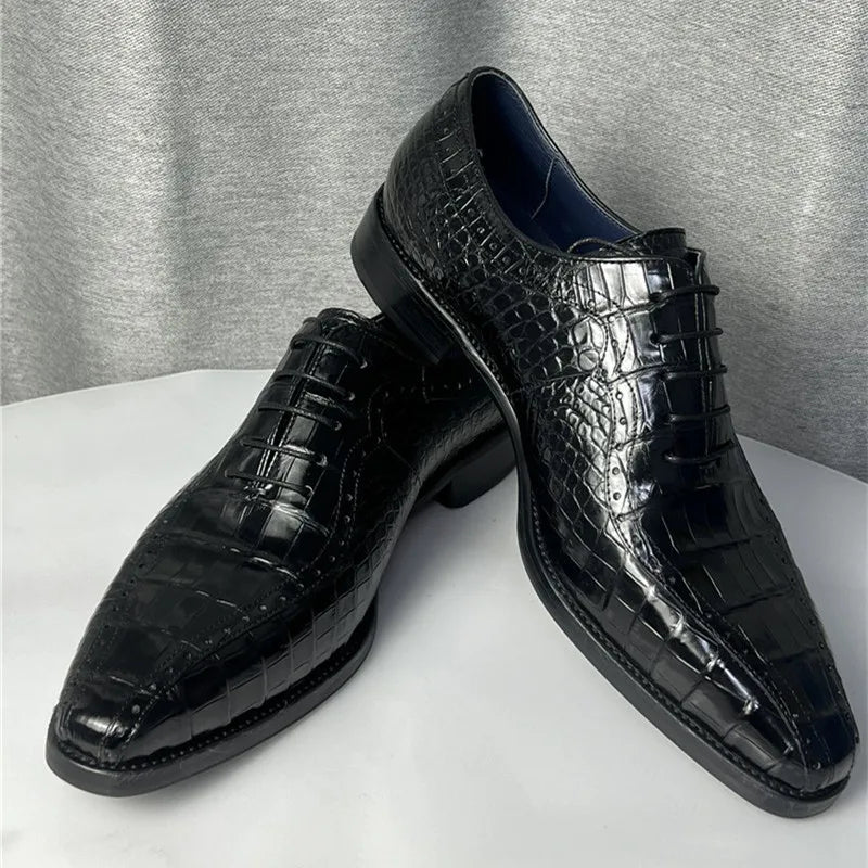 Exotic Square-toe Oxford Shoes